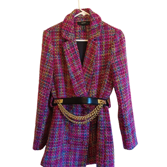 CLEARANCE SALE!!  Forever 21 Vibrant and Exotic Multicolor Double Breasted Coat - Picture 3 of 8